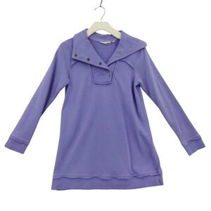 Soft Surroundings Vintage Wash Lavender Snap Collar Pullover Sweatshirt Women XS